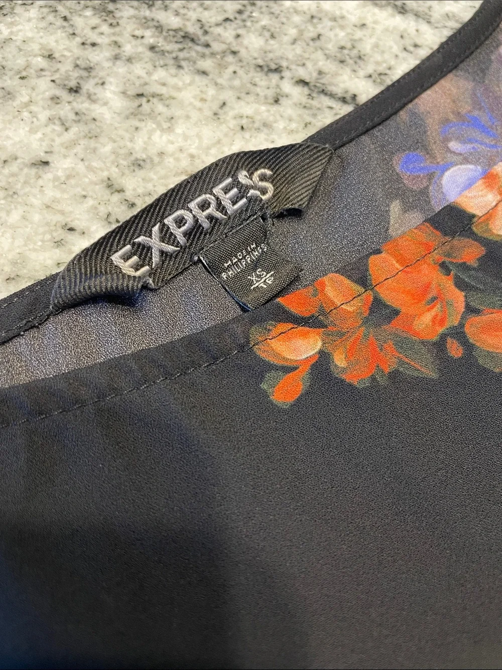Express Oversized Ruffle Floral Short Sleeve Blouse Shirt Extra Small